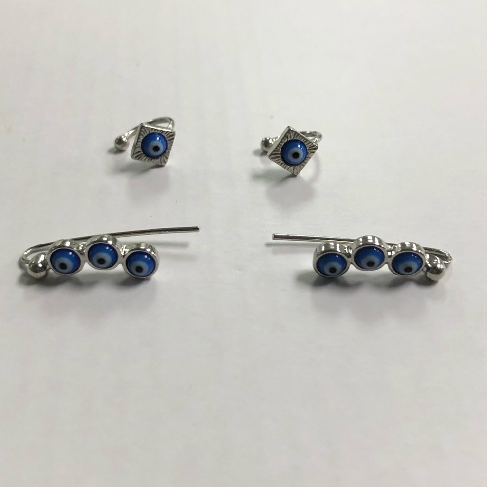 4 piece evil eye earrings/ear crawlers